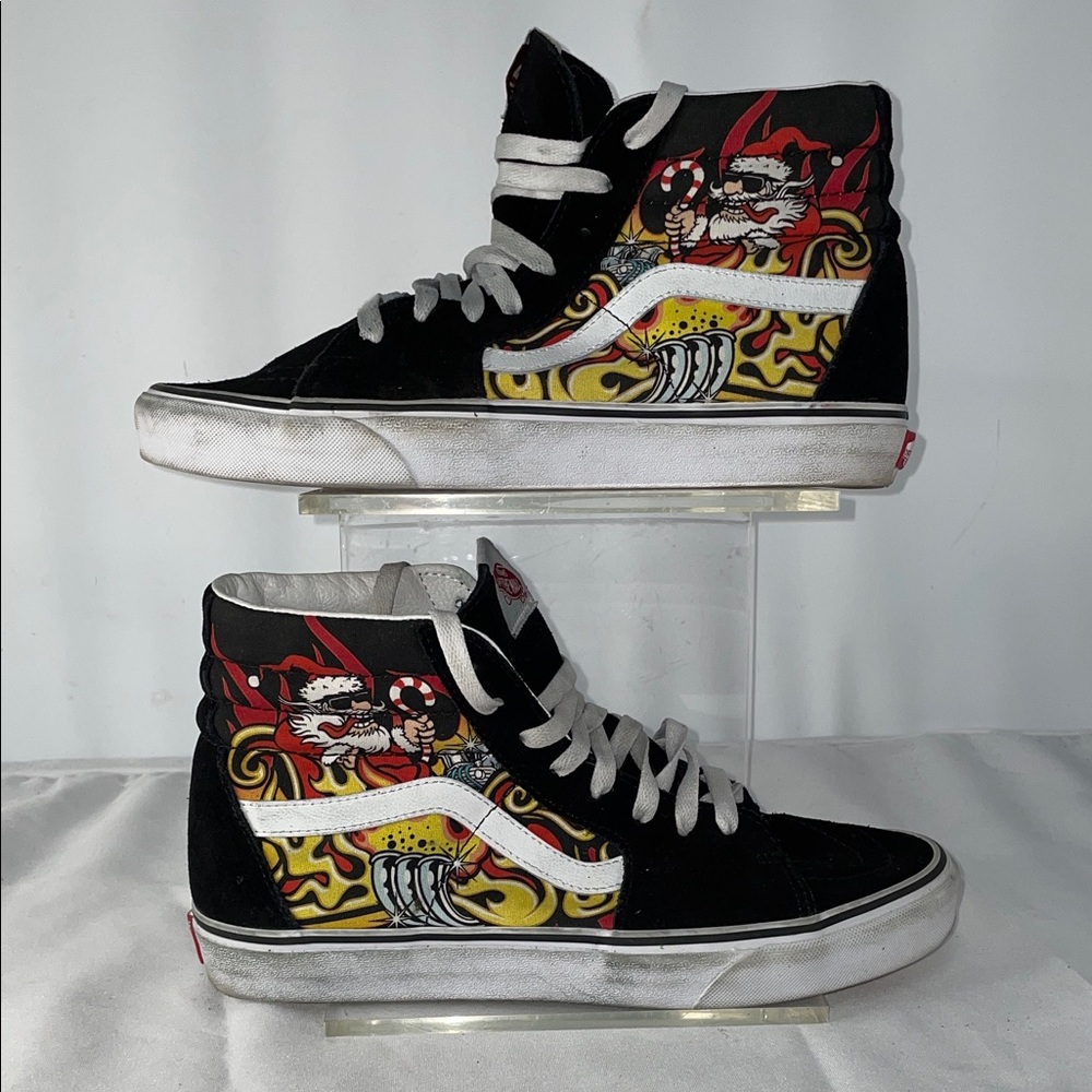 VANS SK8 HI SANTA FLAME BLACK SKATE SHOES FTL-11-122
